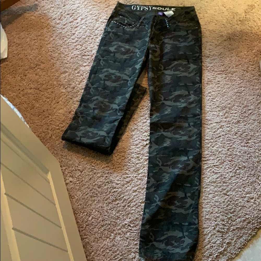 Camo bootcut pants